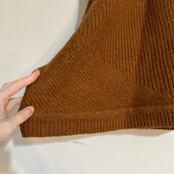 Ann Taylor Ribbed Zip Oversized Poncho Sweater Size XS/Small Caramel Cozy - Picture 2 of 8